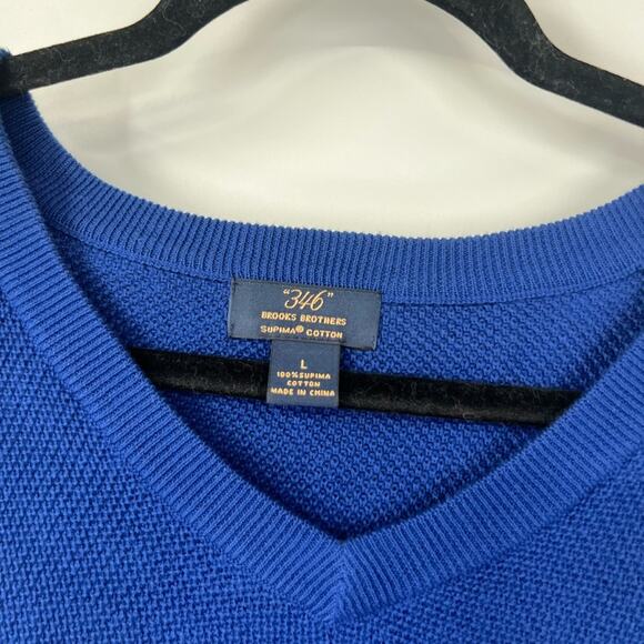 346 Brooks Brothers Supima Cotton Blue Sleeveless Sweater Vest - Picture 3 of 5